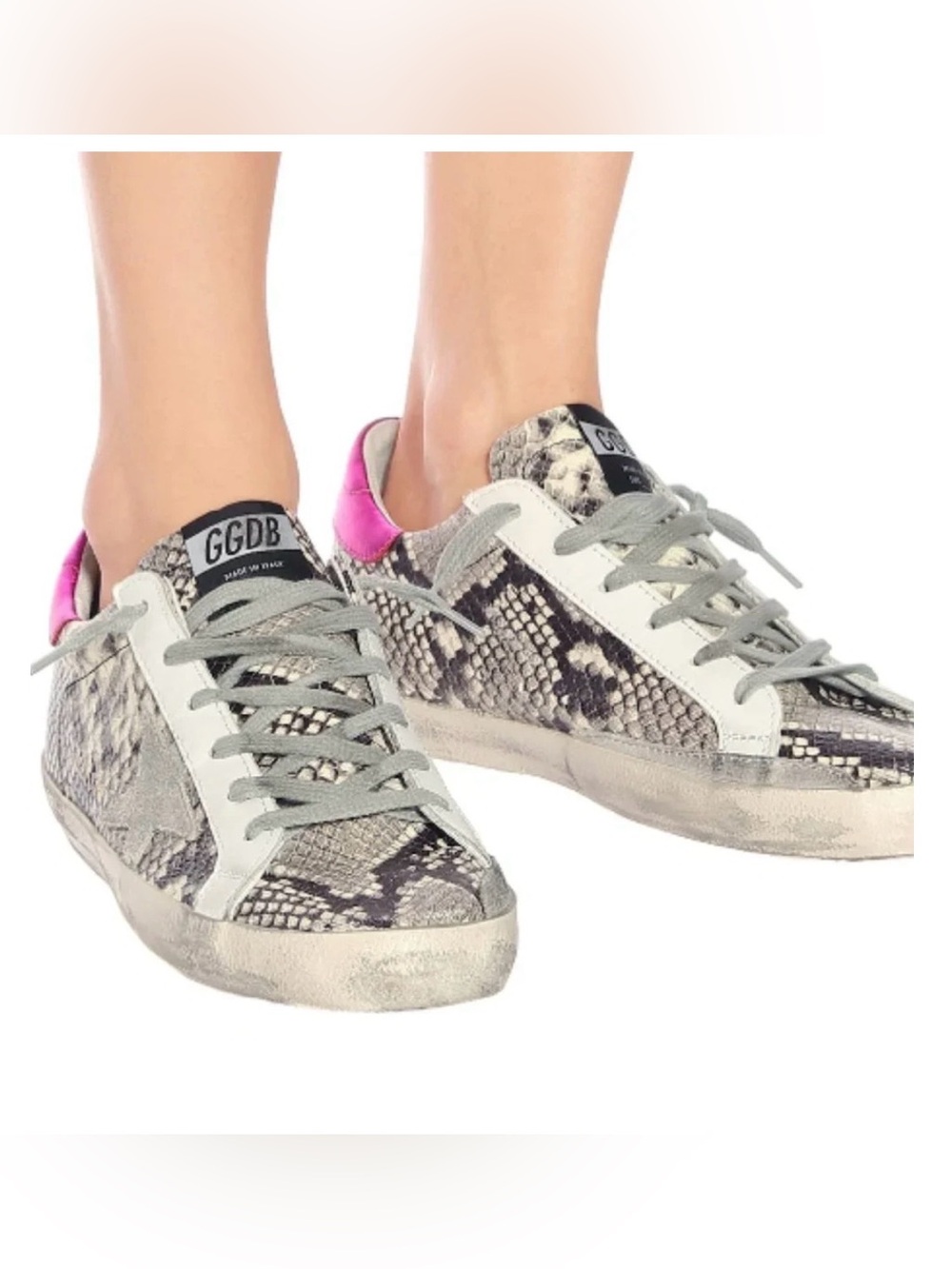 Golden Goose Low-Top Sneakers in Snakeskin, White & Pink size 7 - Picture 2 of 7